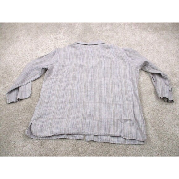 Patagonia Shirt Womens 14 Blue Green Striped Hemp Casual Button Up Top - Picture 8 of 11